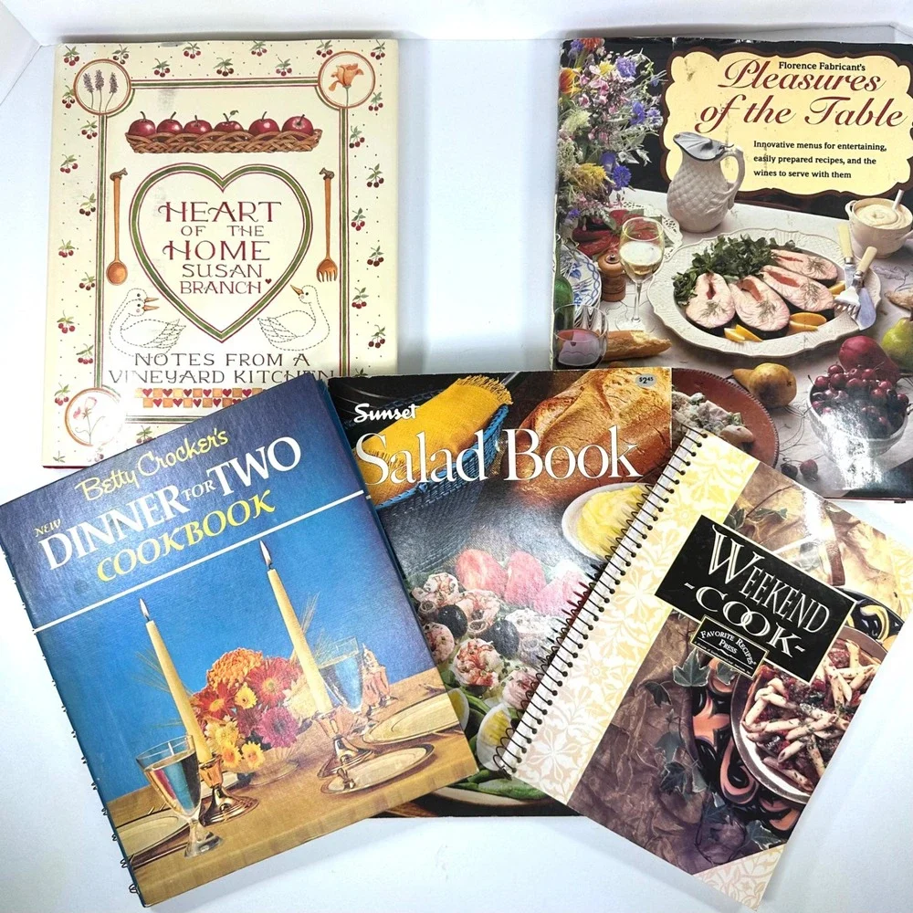 Vintage Cookbook Lot 5 Betty Crocker Susan Branch Sunset Salad Book Weekend Cook